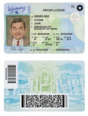 Fake USA Wyoming state Driver License Template (2020 – present)