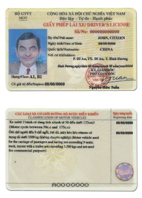 Fake Vietnam Driver License Template