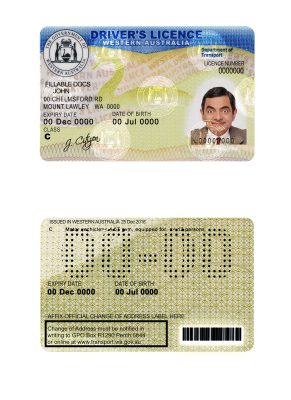 Fake Western Australia Driver License Template