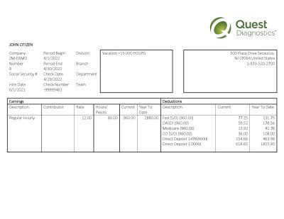 USA diagnostic company employee sheet template in Word and PDF format