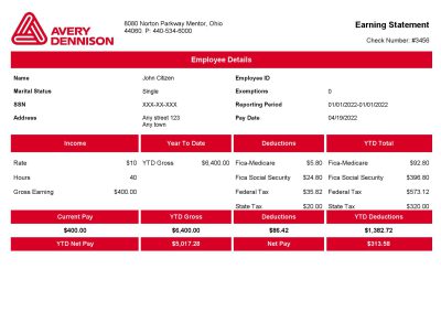 USA packaging company employee sheet template in Word and PDF format, version 2