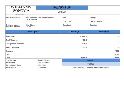 USA retail company employee sheet template in Word and PDF format, version 2