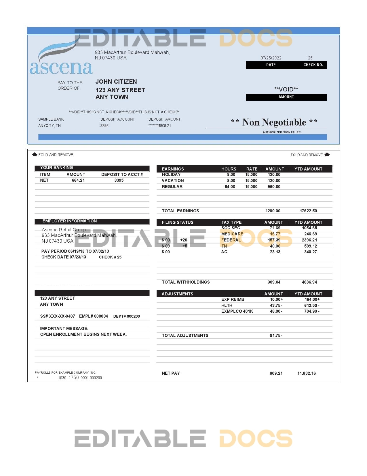 USA retail company employee sheet template in Word and PDF format