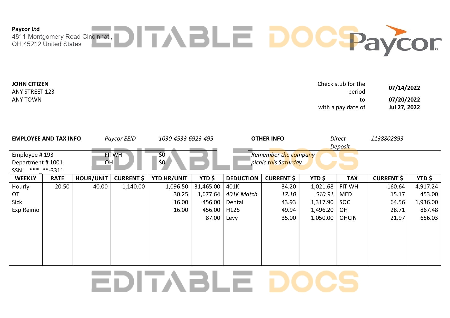 USA software technologies company employee sheet template in Word and PDF format