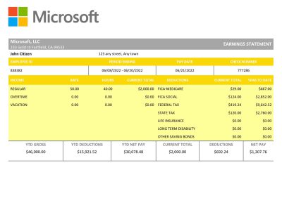 USA technologies company employee sheet template in Word and PDF format