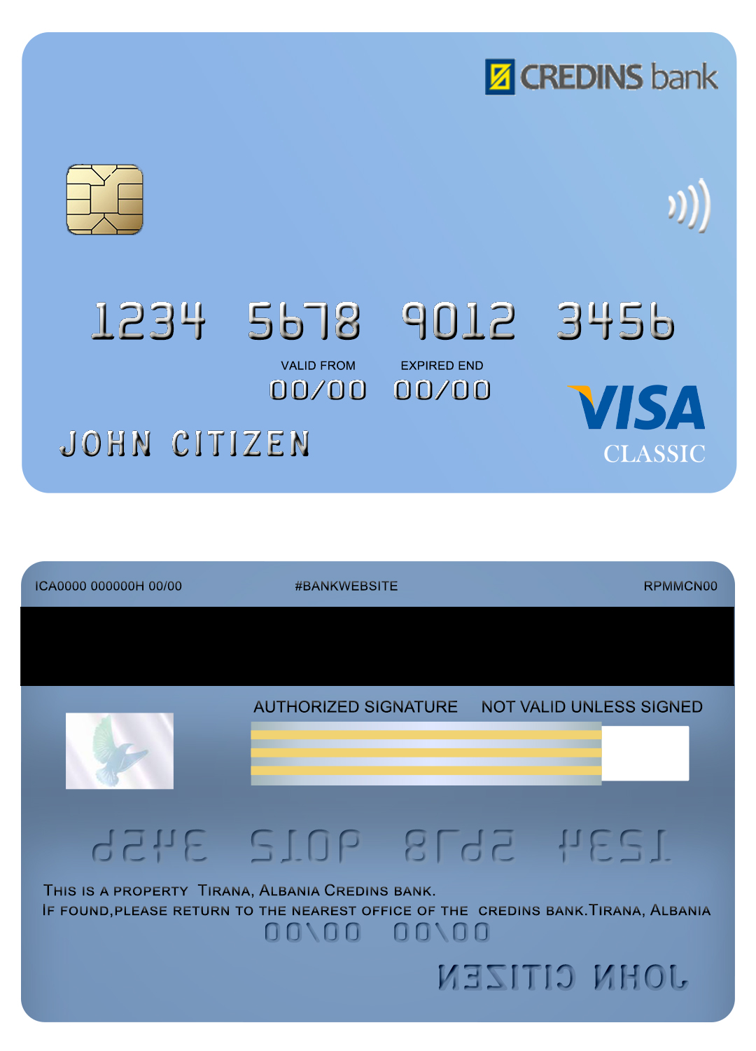 Fillable Albania Credins bank visa debit card Templates | Layer-Based PSD