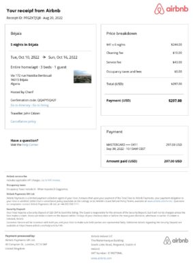 Editable Algeria Hotel Booking Form Template | Fillable PDF