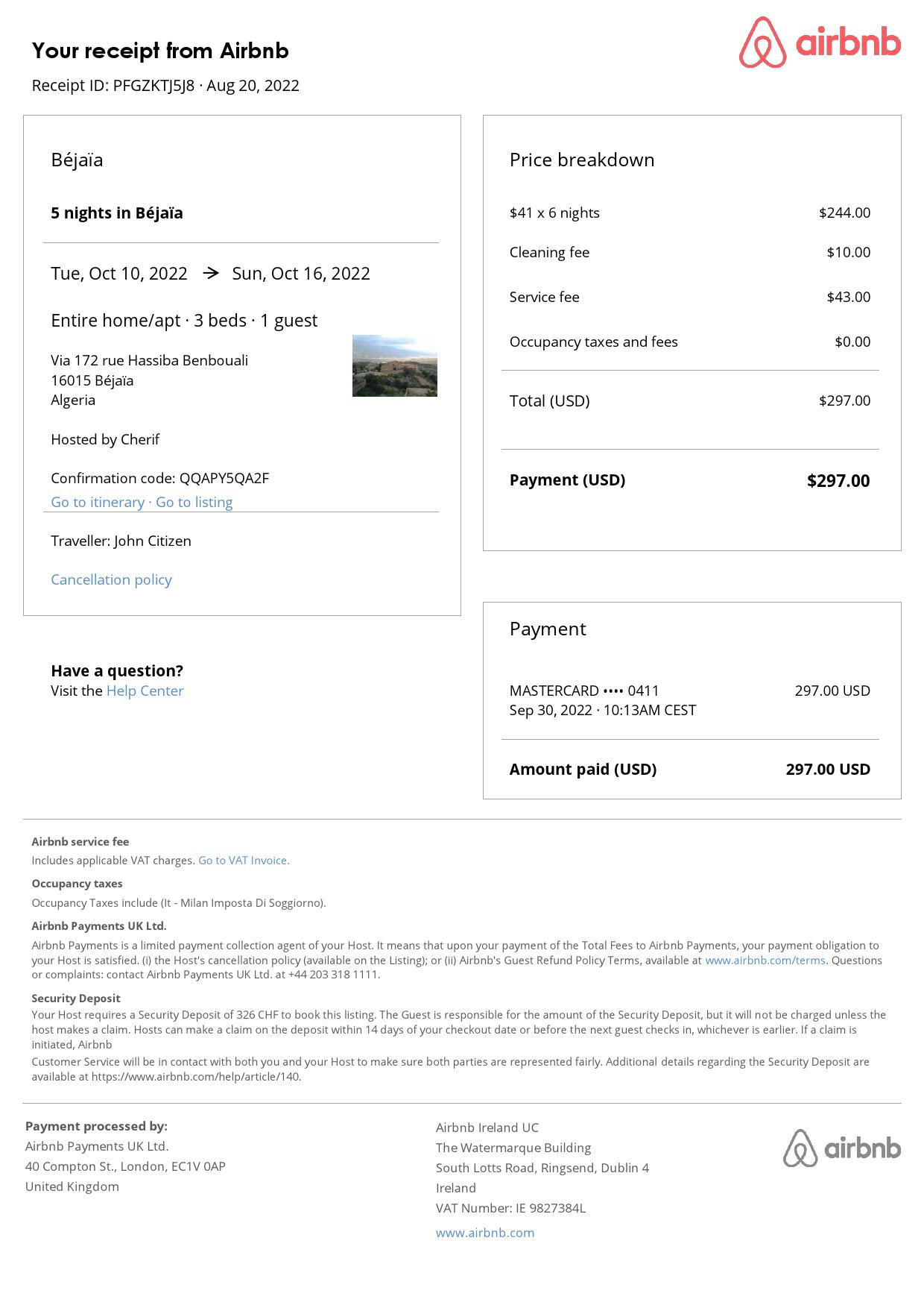 Editable Algeria Hotel Booking Form Template | Fillable PDF