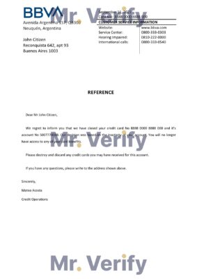 Download Argentina BBVA Bank Reference Letter Templates | Editable Word