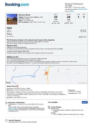 Customizable Australia Airbnb Reservation Template | Word & PDF Formats