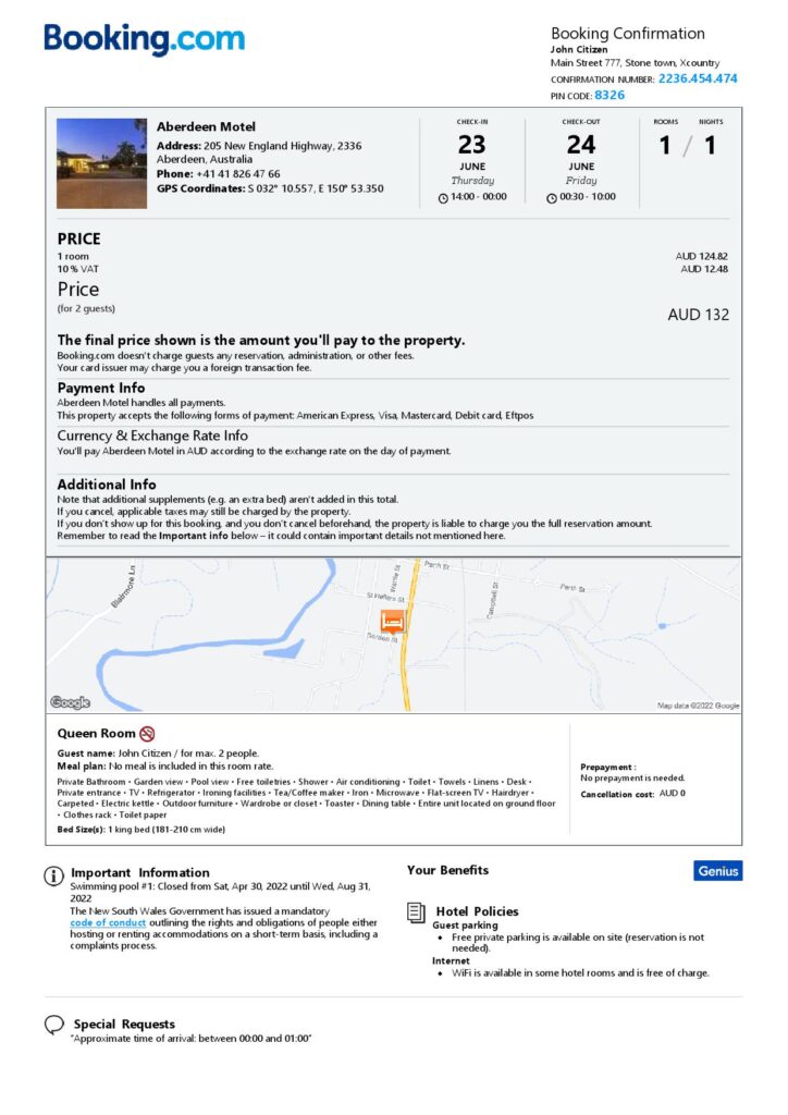 Customizable Australia Airbnb Reservation Template | Word & PDF Formats