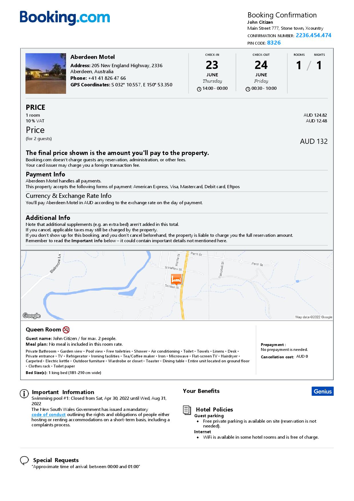 Customizable Australia Airbnb Reservation Template | Word & PDF Formats