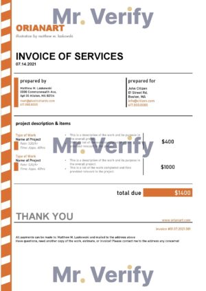 High-Quality Australia Orianart art and design company Invoice Template PDF | Fully Editable