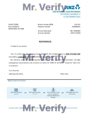Download Australia ANZ Bank Reference Letter Templates | Editable Word