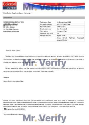 Download Australia Colonial First State Bank Reference Letter Templates | Editable Word