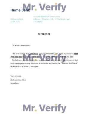 Download Australia Hume Bank Reference Letter Templates | Editable Word
