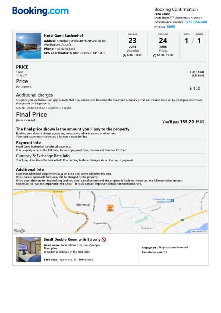 Customizable Austria Airbnb Reservation Template | Word & PDF Formats