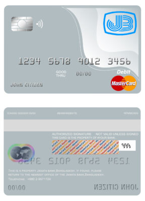Editable Bangladesh Janata bank mastercard debit card Templates in PSD Format