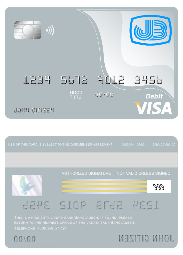 Fillable Bangladesh Janata bank visa card debit card Templates