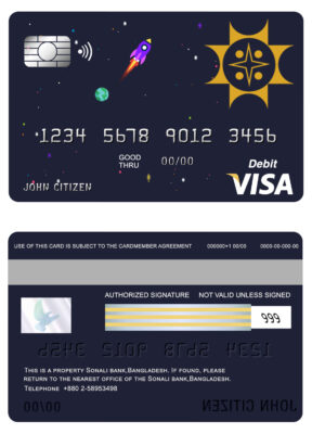 Fillable Bangladesh Sonali Bank visa card debit card Templates | Layer-Based PSD