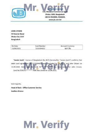 Download Bangladesh Janata Bank Reference Letter Templates | Editable Word
