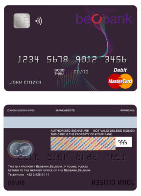 Fillable Belgium Beobank mastercard debit card Templates | Layer-Based PSD