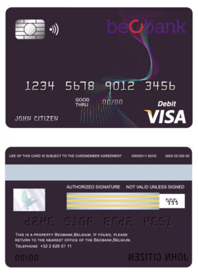 Editable Belgium Beobank visa card debit card Templates in PSD Format