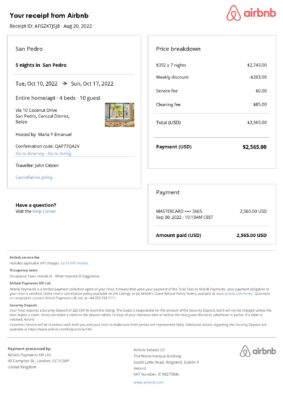 Editable Belize Hotel Booking Form Template | Fillable PDF