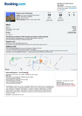 Editable Cambodia Hotel Booking Form Template | Fillable PDF