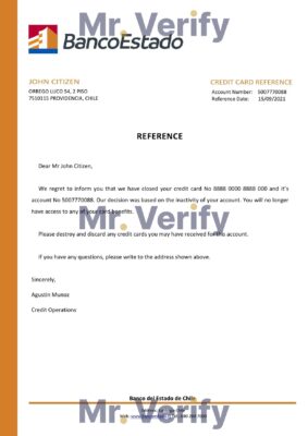Download Chile Banco del Estado de Chile Bank Reference Letter Templates Editable Word