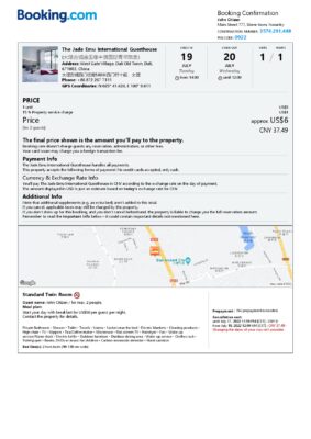 Editable China Hotel Booking Form Template | Fillable PDF