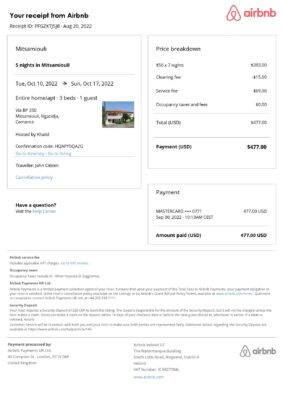 Customizable Comoros Airbnb Reservation Template | Word & PDF Formats