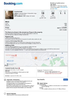 Editable Congo Hotel Booking Form Template | Fillable PDF