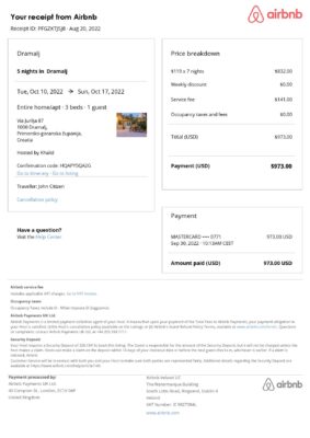 Editable Croatia Hotel Booking Form Template | Fillable PDF