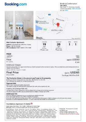 Editable Croatia Hotel Booking Form Template | Fillable PDF