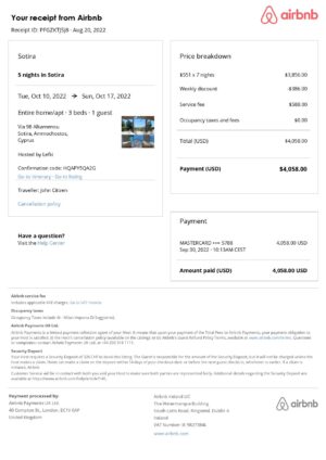 Editable Cyprus Hotel Booking Form Template | Fillable PDF