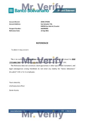 Download Ecuador Banco Bolivariano Bank Reference Letter Templates Editable Word