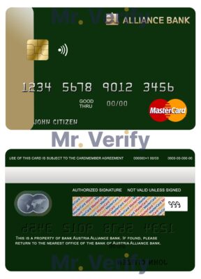 Editable Austria Alliance bank mastercard Templates in PSD Format