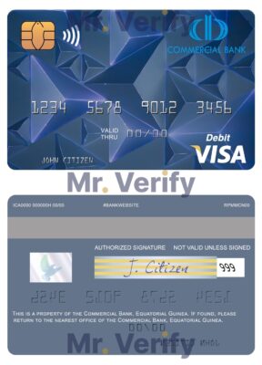 Editable Equatorial Guinea Commerical bank Guinee Equatoriale visa debit card Templates in PSD Format