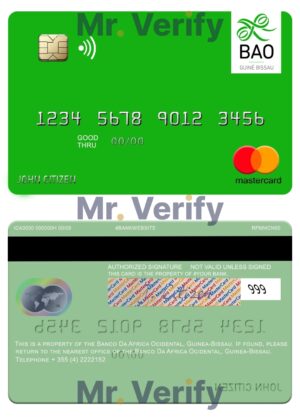Africa Editable Docs 10 Editable Guinea Bissau Banco Da Africa Ocidental mastercard credit card Templates in PSD Format
