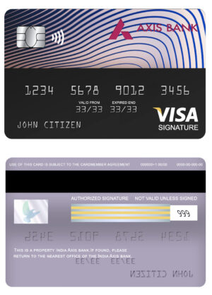 Editable India Axis bank visa signature card Templates