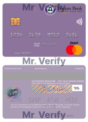 Editable Pakistan Meezan Bank Limited mastercard Templates in PSD Format