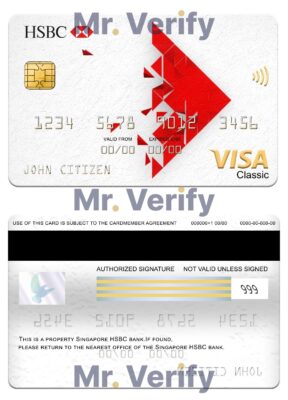 Editable Singapore HSBC bank visa classic card Templates in PSD Format