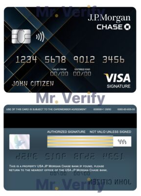 Editable USA JP Morgan Chase bank visa signature card Templates in PSD Format