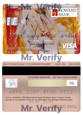 Editable USA Maryland Howard Personal bank visa electron card Templates in PSD Format