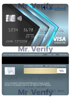 Editable USA Ohio SUTTON bank visa signature card Templates in PSD Format
