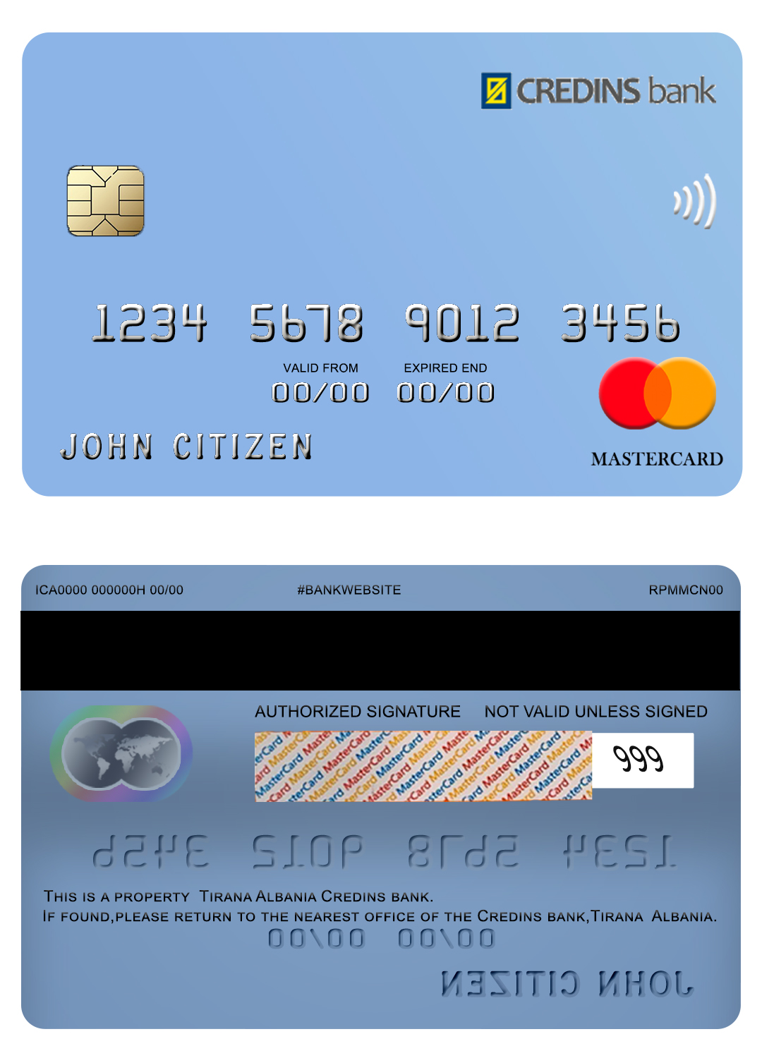 Fillable Albania Credins bank mastercard Templates | Layer-Based PSD