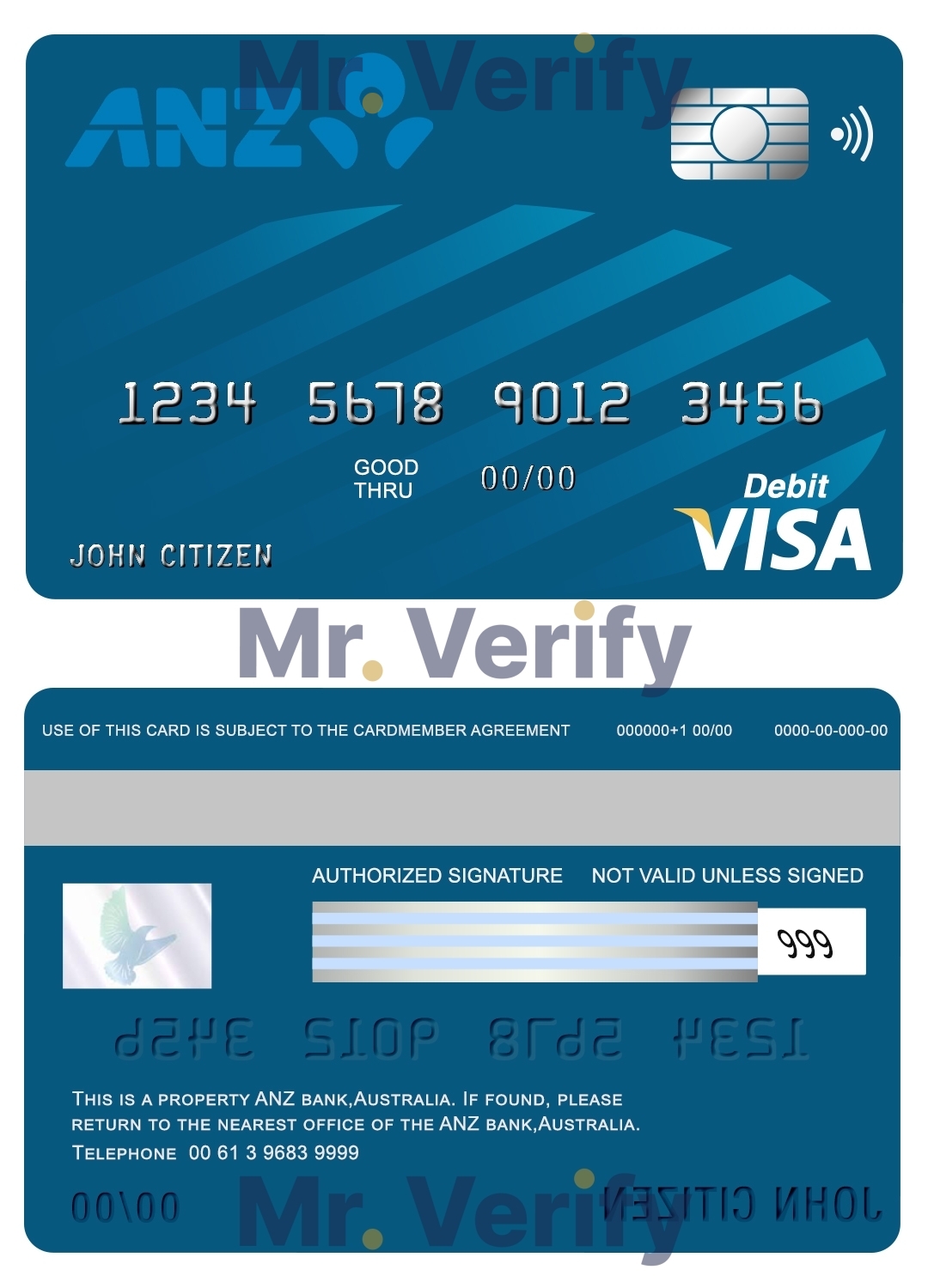 Fillable Australia ANZ bank visa card debit card Templates | Layer-Based PSD
