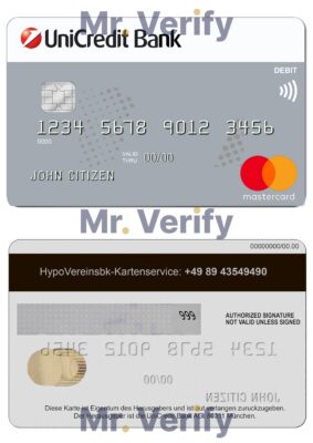 Fillable Germany UniCredit Bank mastercard credit card Templates | Layer-Based PSD