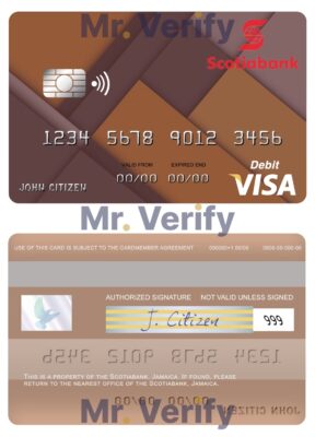 Fillable Jamaica Scotiabank visa card Templates | Layer-Based PSD